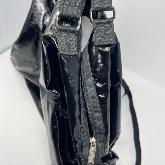 LeSportsac Black Bag With Top Handle And Detachable Shoulder Strap Silver Hardwa - Picture 7 of 10